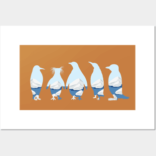 Melting Icebergs as Penguin Silhouettes Posters and Art